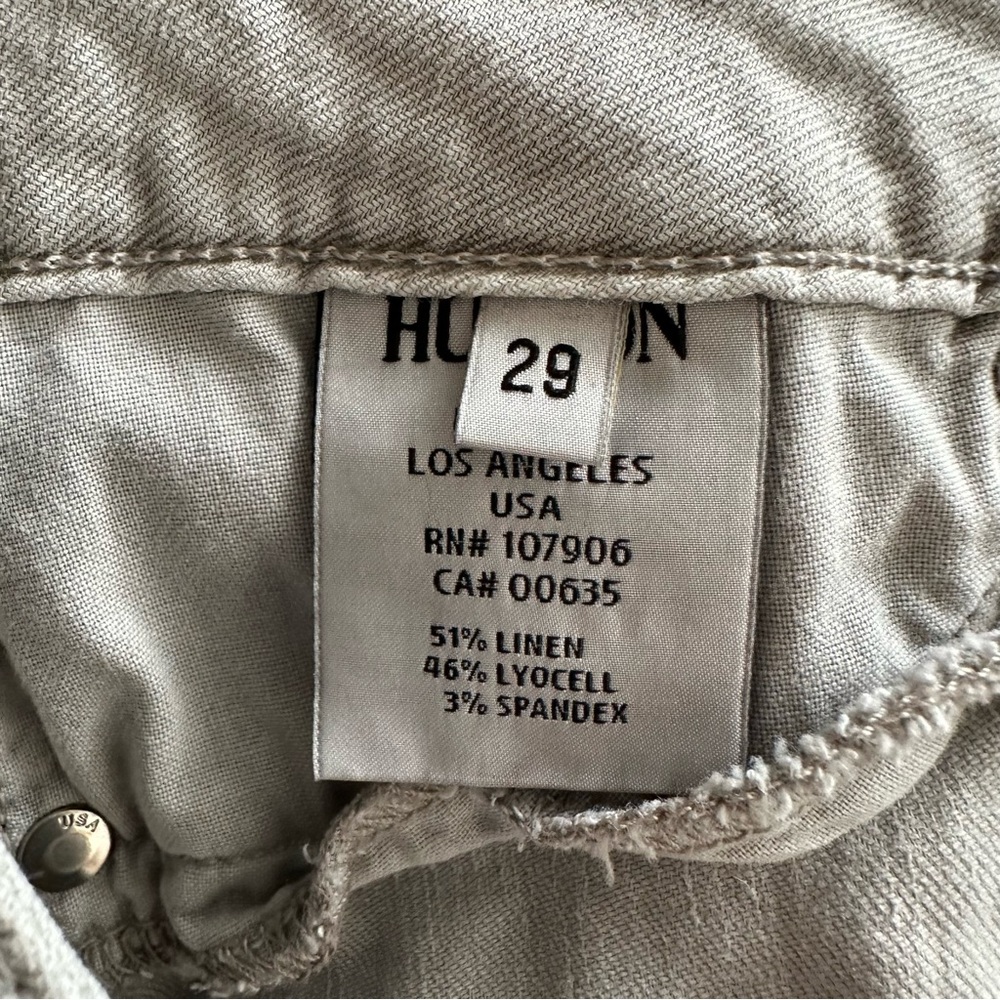 HUDSON Ferris Flare Low Rise Linen Lightweight Pants 29 in Oyster - Picture 9 of 10